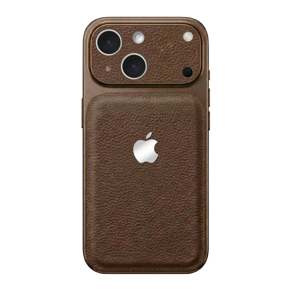 Double Leather Large Window Phone Case - Brown