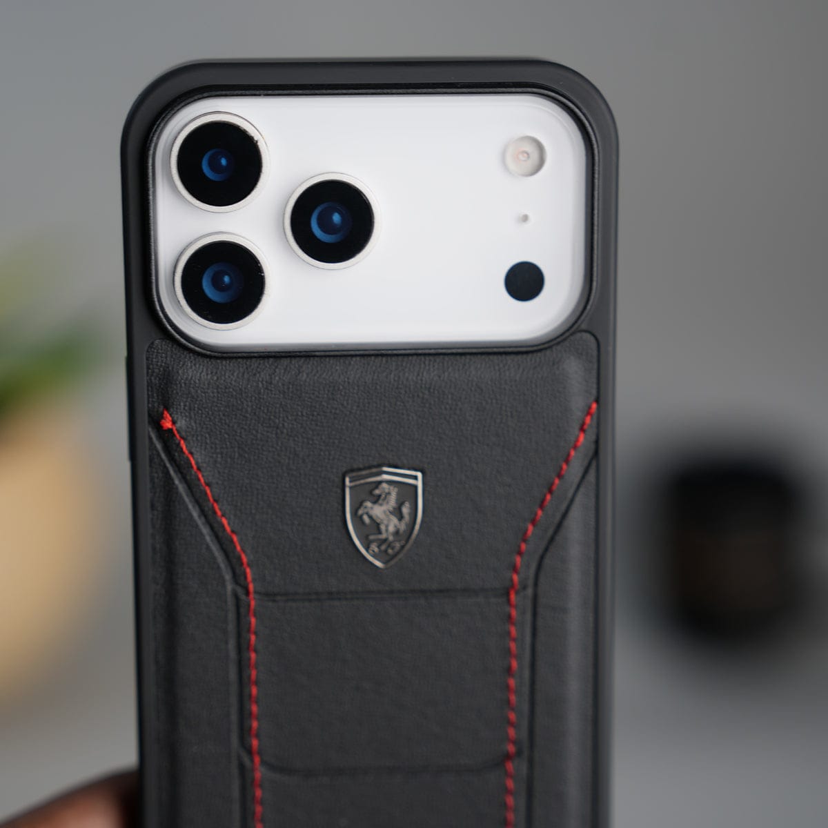 iPhone 17 Pro Max FR Stitched PU Leather Case Cover (Black)