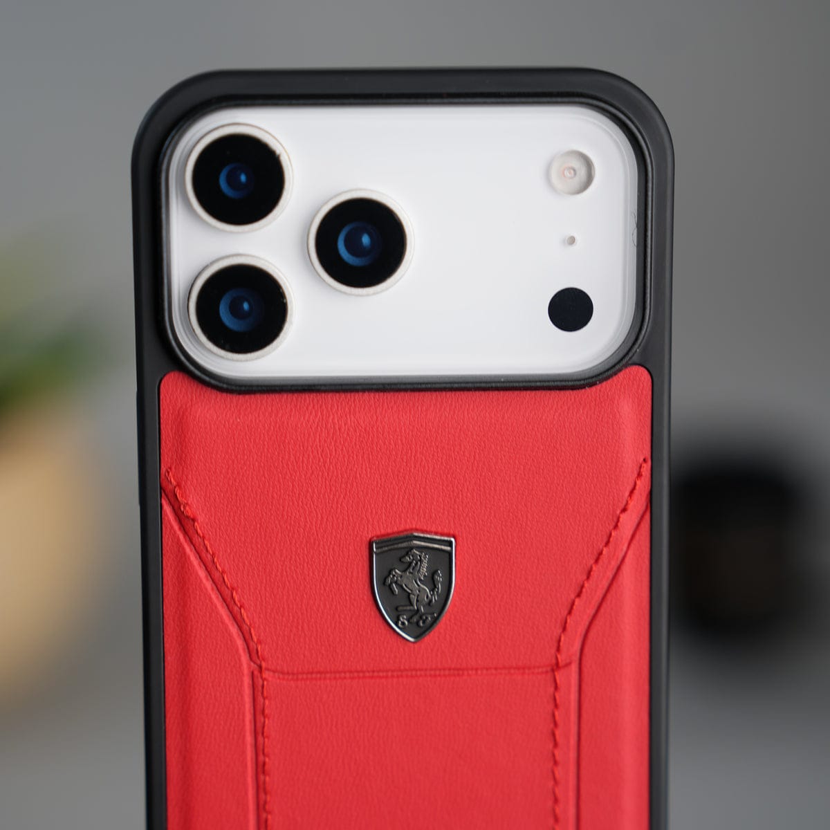 iPhone 17 Pro FR Stitched PU Leather Case Cover (Red)