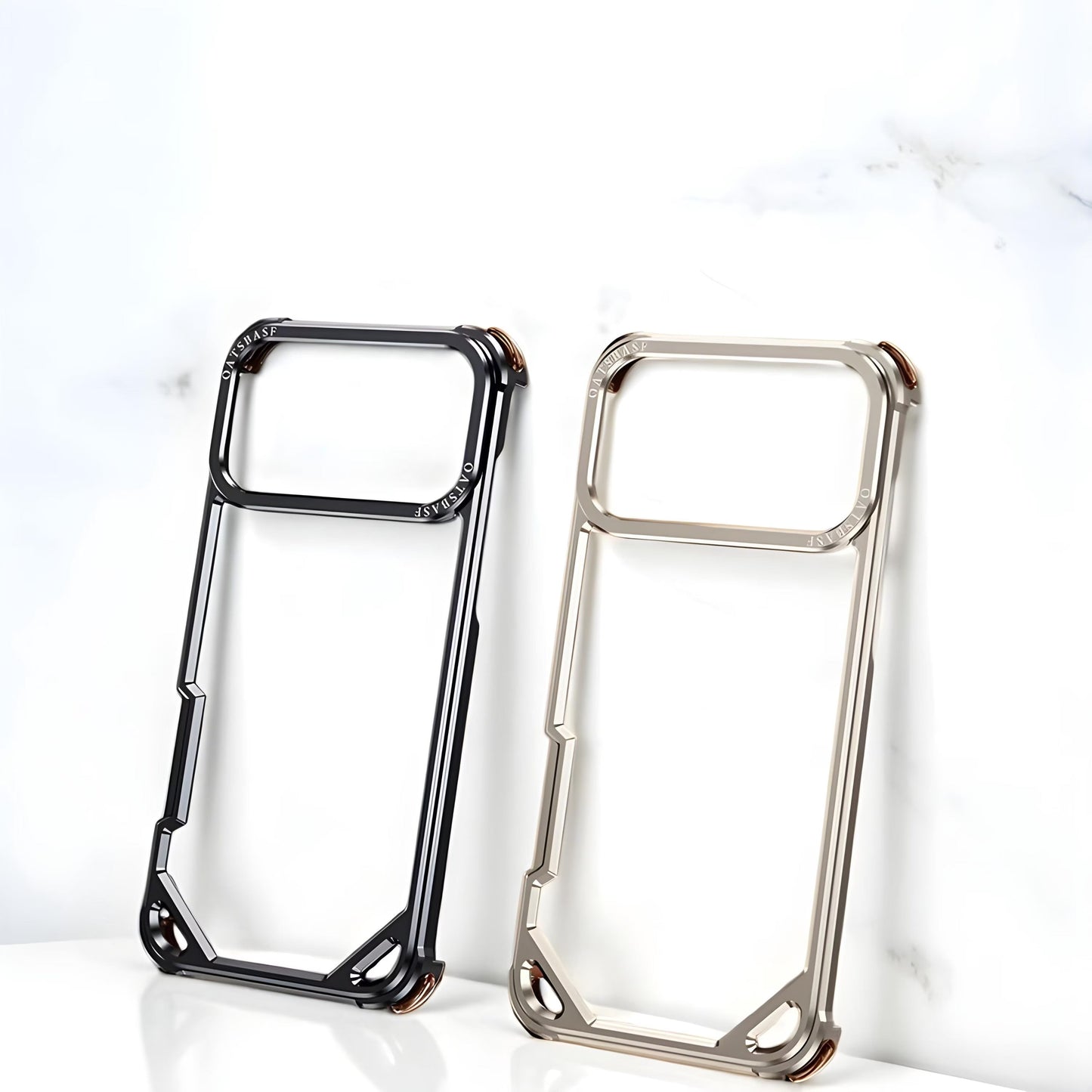 iPhone 17 Pro Max Metal Bumper Case, Metallic Frame Corner Airbag Heat Dissipation Case - Black