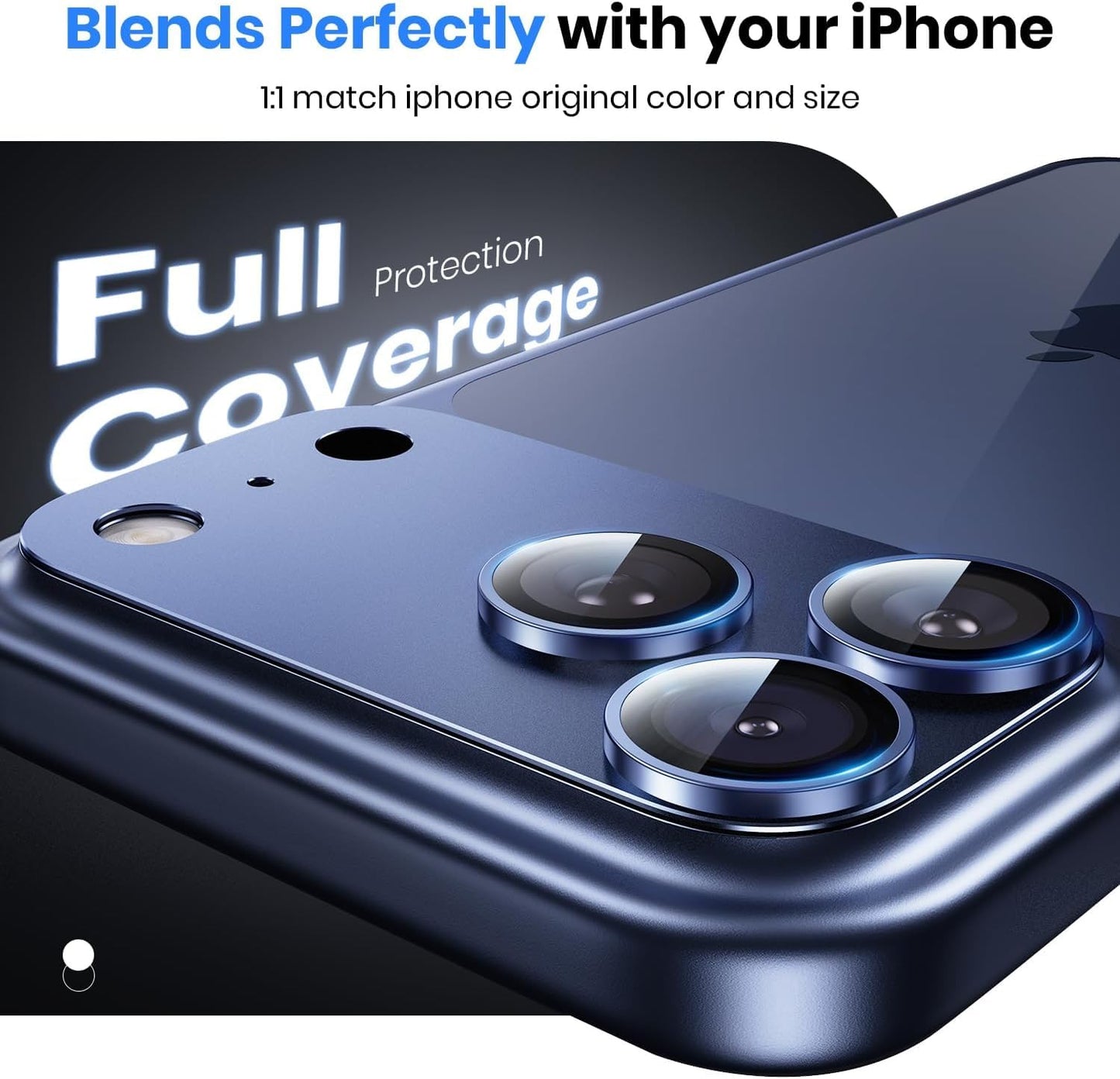 iPhone 17 Pro Max Metal Camera Lens Protector Alloy Metal Camera Cover - Blue/Black