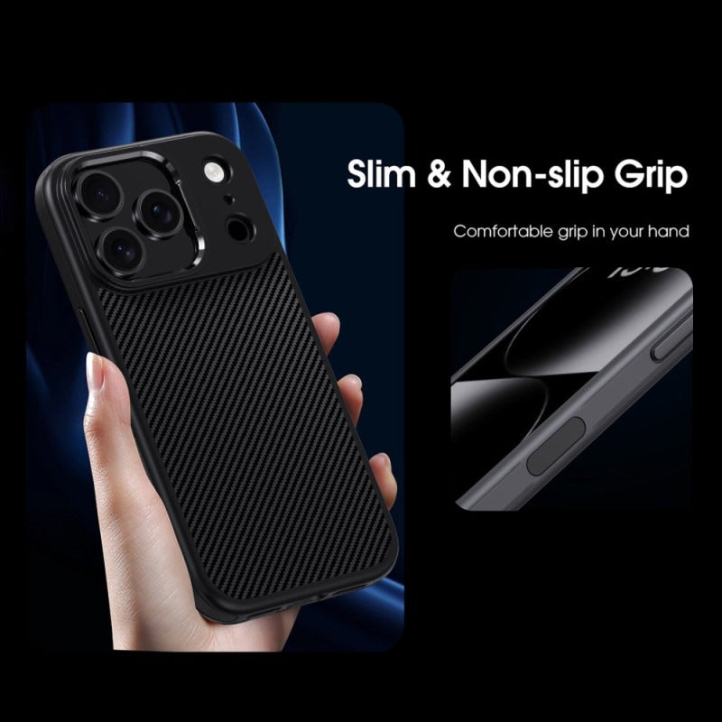 iPhone 17 Pro Max Soft Carbon Texture Case with Camera Control Button and Magsafe - Desert Brown