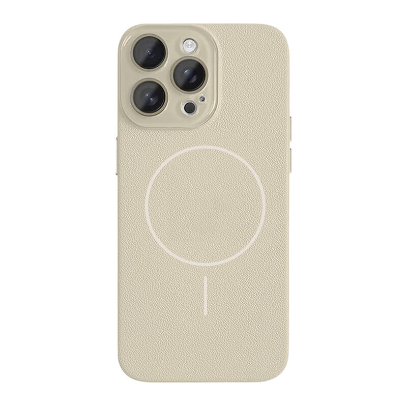 Lychee Texture Leather MagSafe Phone Case - White
