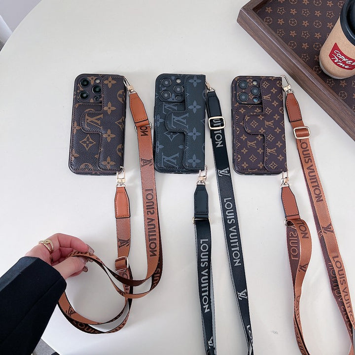 Luxury Side Card Holder Crossbody iPhone Case 12-16