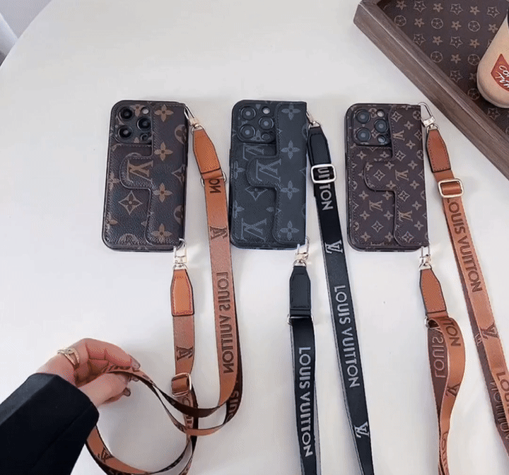 Luxury Side Card Holder Crossbody iPhone Case 12-16