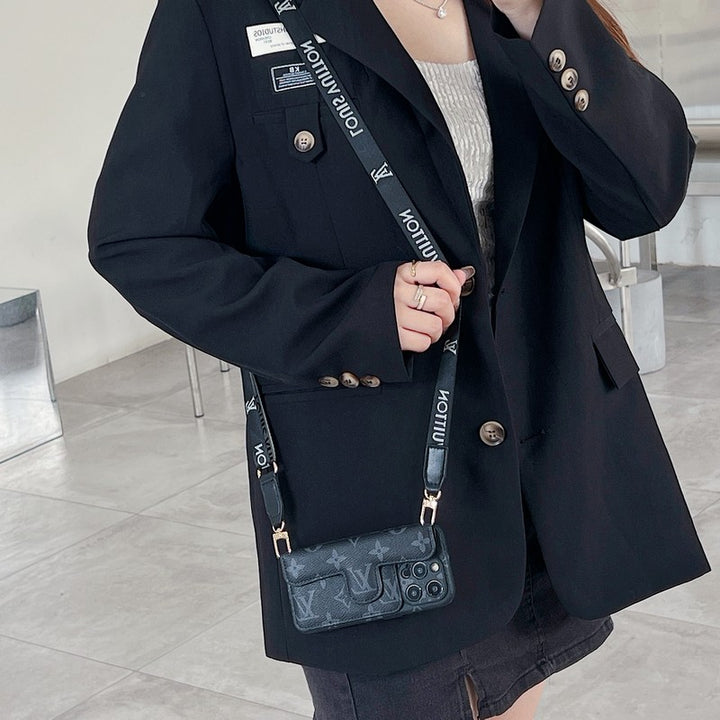 Luxury Side Card Holder Crossbody iPhone Case 12-16