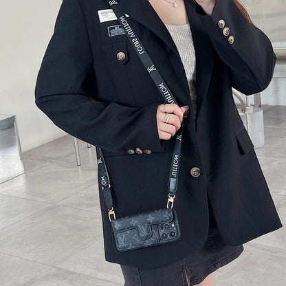 Luxury Side Card Holder Crossbody iPhone Case 12-16