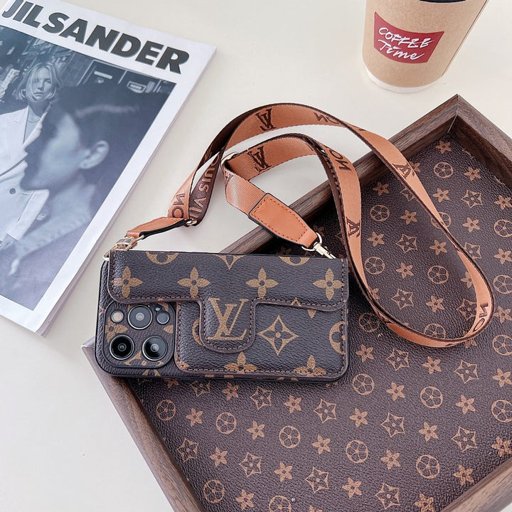 Luxury Side Card Holder Crossbody iPhone Case 12-16