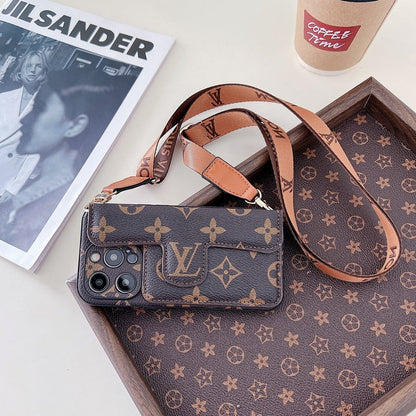 Luxury Side Card Holder Crossbody iPhone Case 12-16