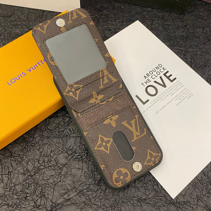 Luxury Phone Case Made of Genuine Leather with a Monogram Pattern for iPhone 13-17