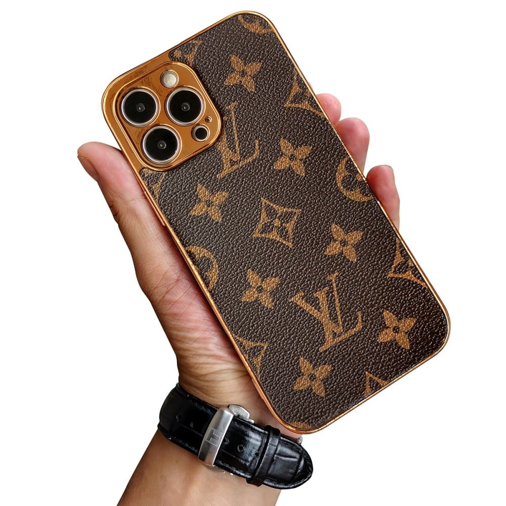 Soft Luxury Phone Case with Golden Border for iPhone 12-17