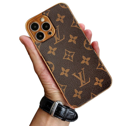 Soft Luxury Phone Case with Golden Border for iPhone 12-17