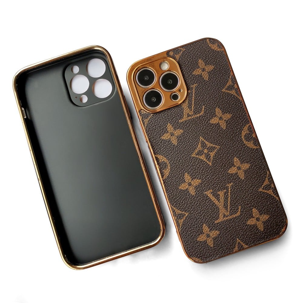 Soft Luxury Phone Case with Golden Border for iPhone 12-17