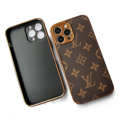 Soft Luxury Phone Case with Golden Border for iPhone 12-17