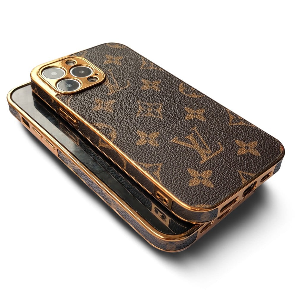 Soft Luxury Phone Case with Golden Border for iPhone 12-17