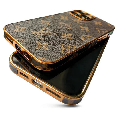 Soft Luxury Phone Case with Golden Border for iPhone 12-17