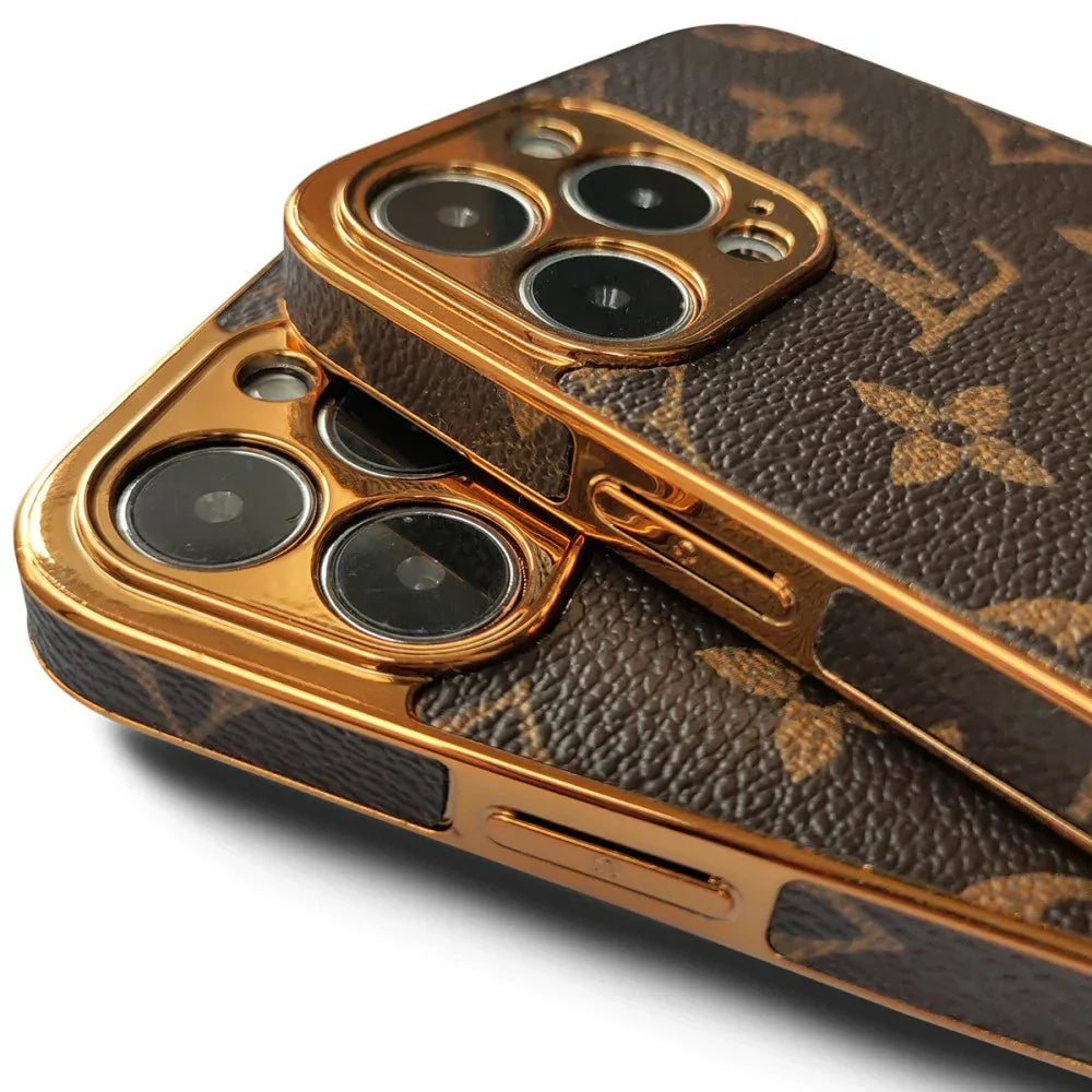 Soft Luxury Phone Case with Golden Border for iPhone 12-17