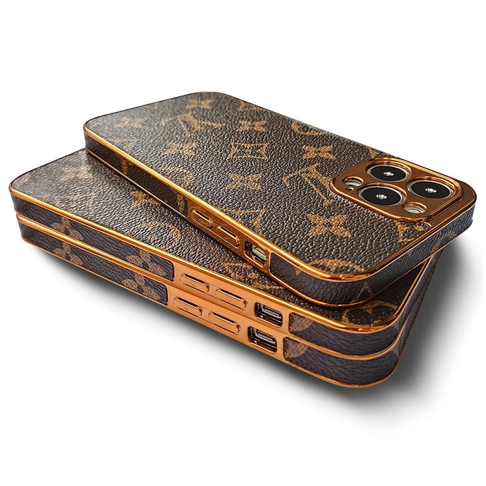Soft Luxury Phone Case with Golden Border for iPhone 12-17