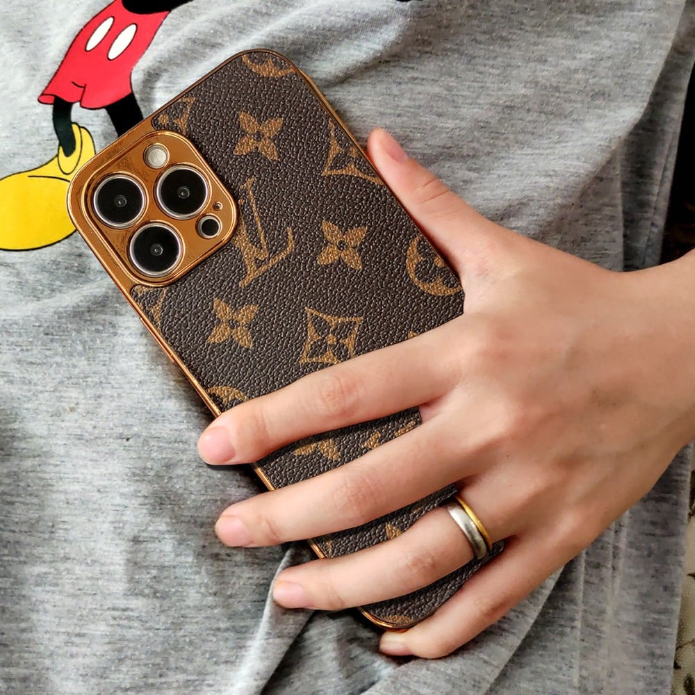 Soft Luxury Phone Case with Golden Border for iPhone 12-17