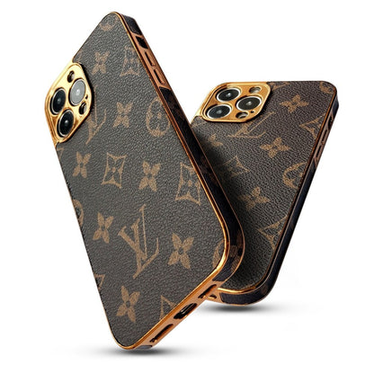 Soft Luxury Phone Case with Golden Border for iPhone 12-17