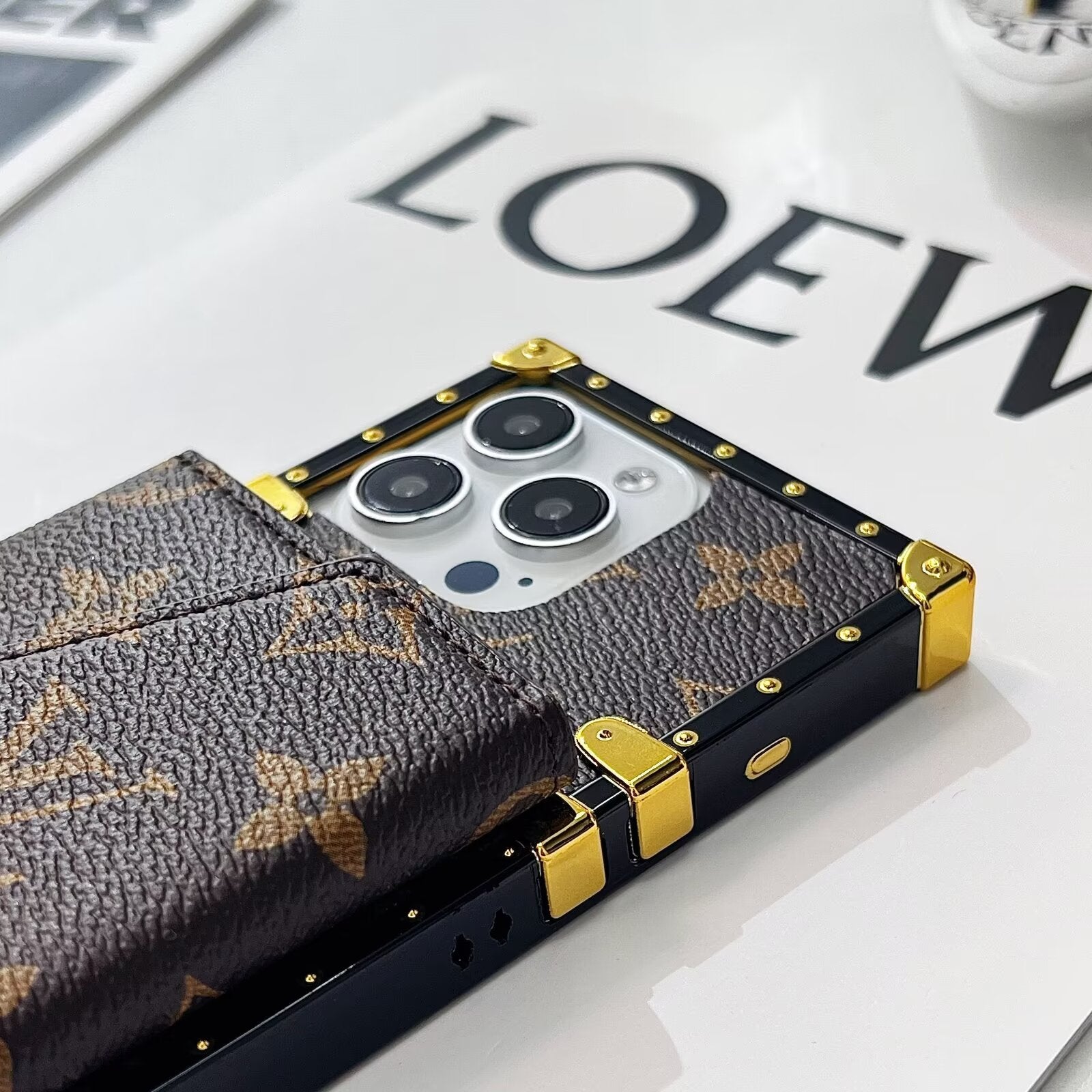Luxury Leather Phone Case with Card Holder for iPhone 13-17