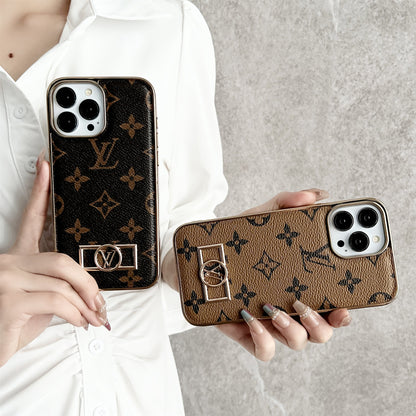 Monogrammed Fabric Leather Premium Electroplating for iPhone 13-17