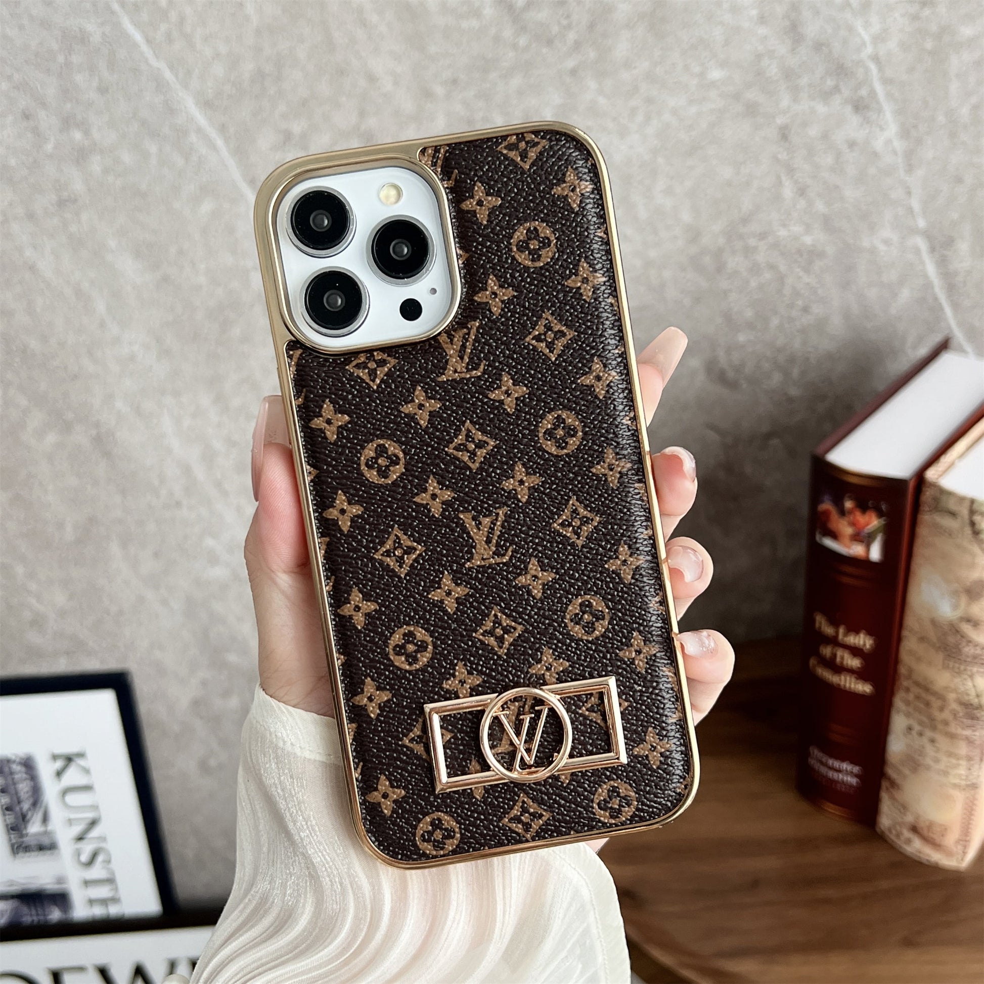 Monogrammed Fabric Leather Premium Electroplating for iPhone 13-17