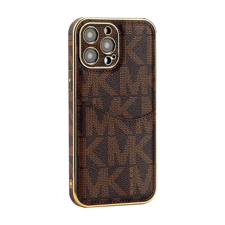 Premium Inspired Monogram iPhone Case with Card Holder for iPhone 12-17