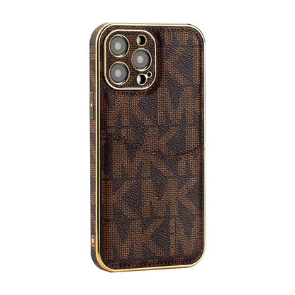 Premium Inspired Monogram iPhone Case with Card Holder for iPhone 12-17