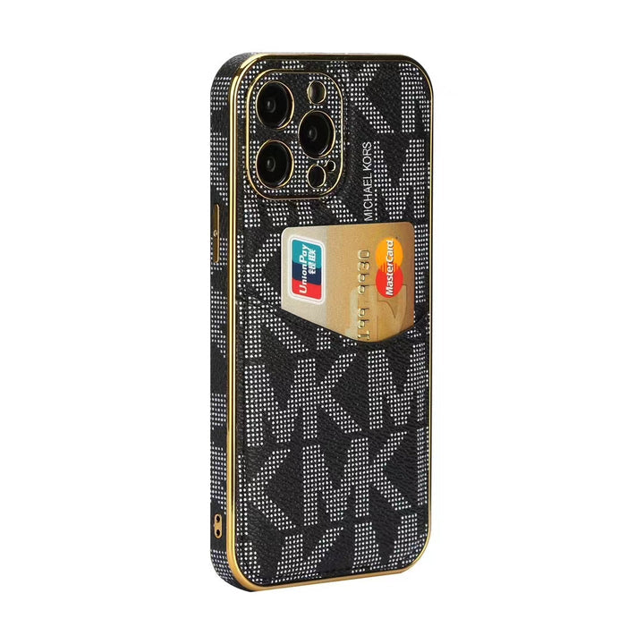 Premium Inspired Monogram iPhone Case with Card Holder for iPhone 12-17