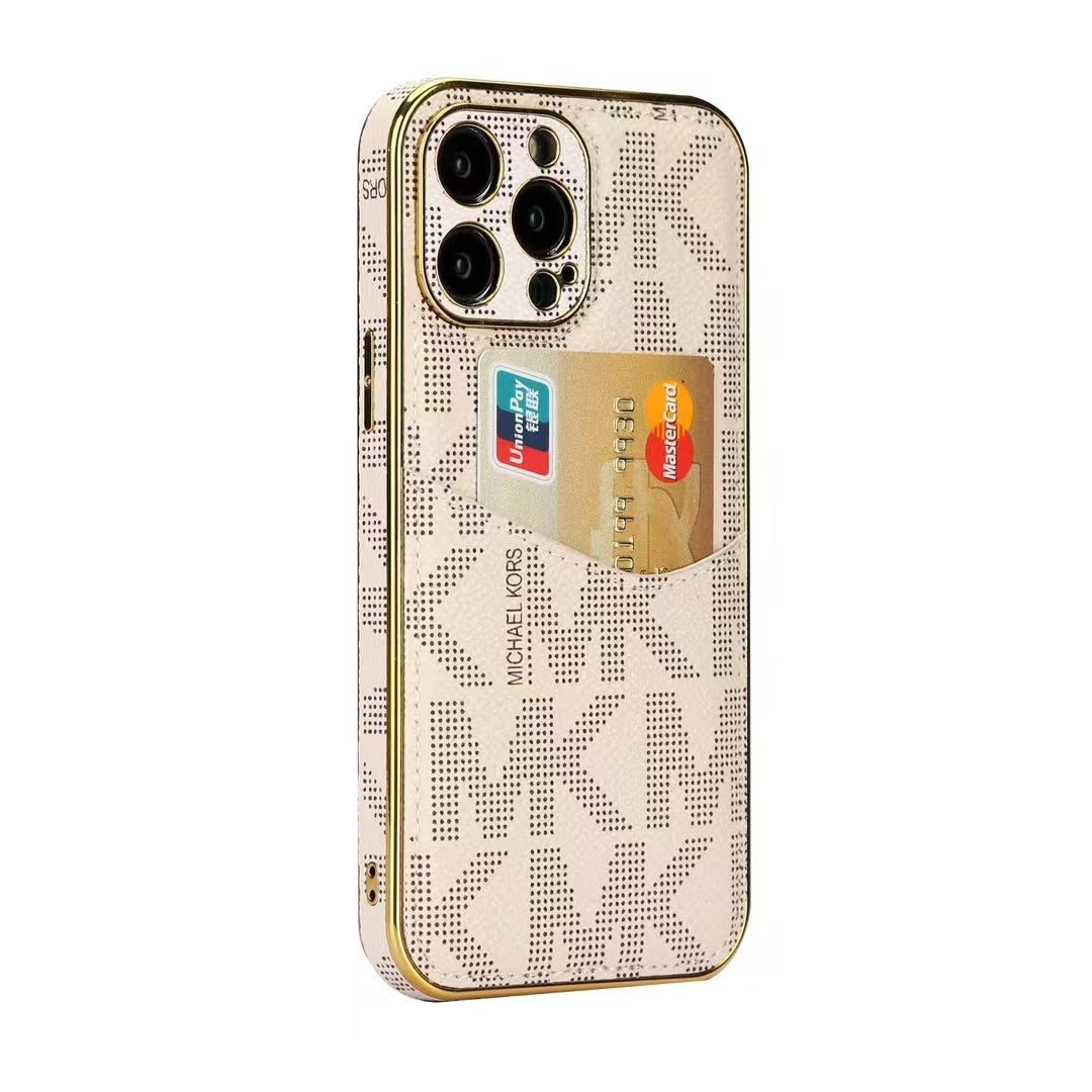 Premium Inspired Monogram iPhone Case with Card Holder for iPhone 12-17