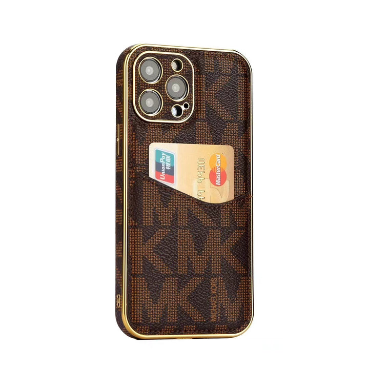 Premium Inspired Monogram iPhone Case with Card Holder for iPhone 12-17