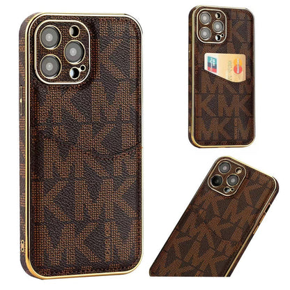 Premium Inspired Monogram iPhone Case with Card Holder for iPhone 12-17