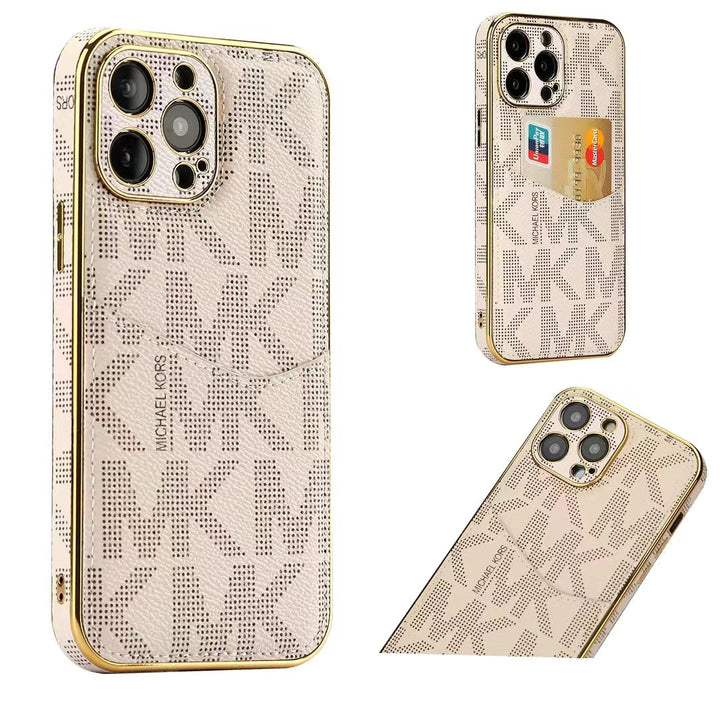 Premium Inspired Monogram iPhone Case with Card Holder for iPhone 12-17