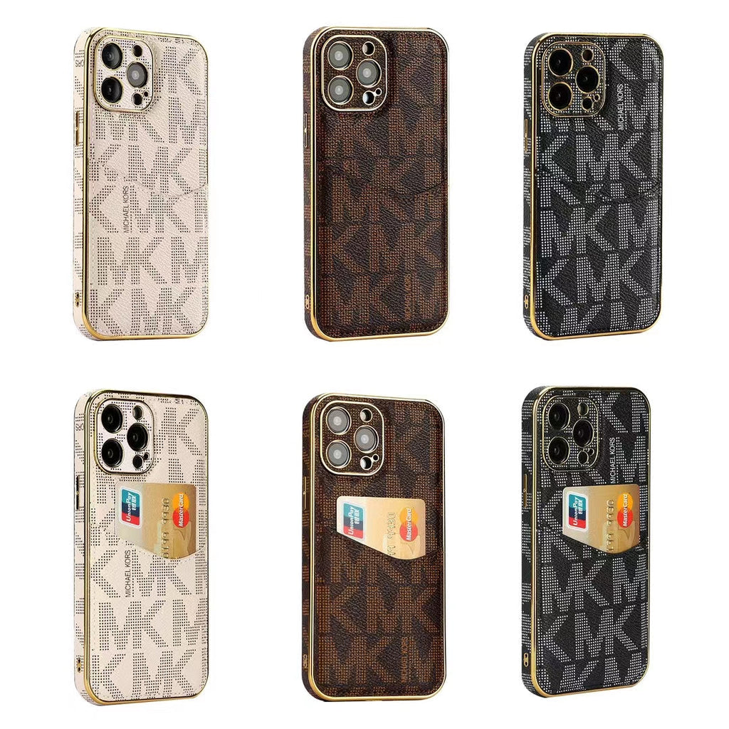 Premium Inspired Monogram iPhone Case with Card Holder for iPhone 12-17