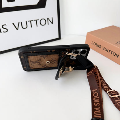 Luxury Dauphine Leather Monogram Crossbody for iPhone 12-17