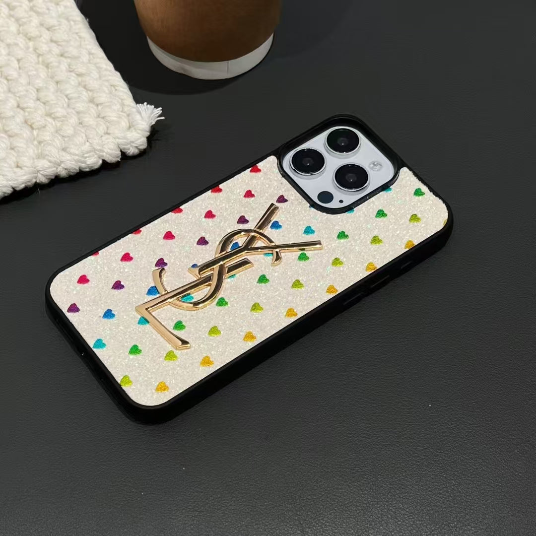 Electroplated Monogram Label Shiny Phone Case for iPhone 12-17