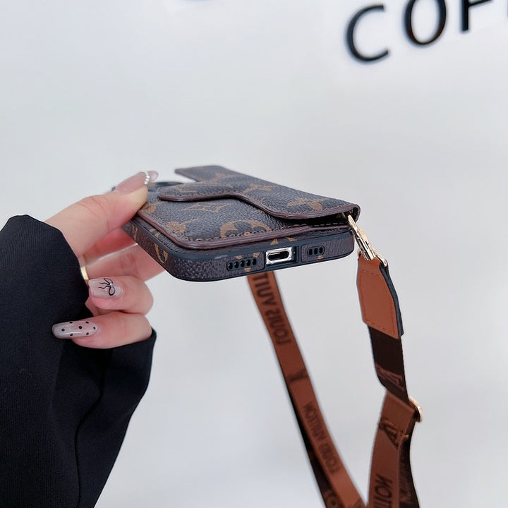 Luxury Side Card Holder Crossbody iPhone Case 12-16
