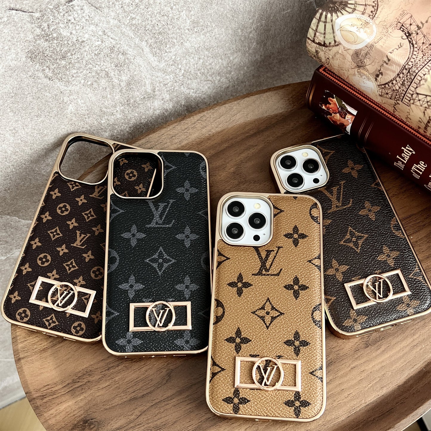Monogrammed Fabric Leather Premium Electroplating for iPhone 13-17
