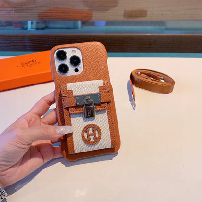 Luxury Portfolio Leather Case for iPhone 13-17