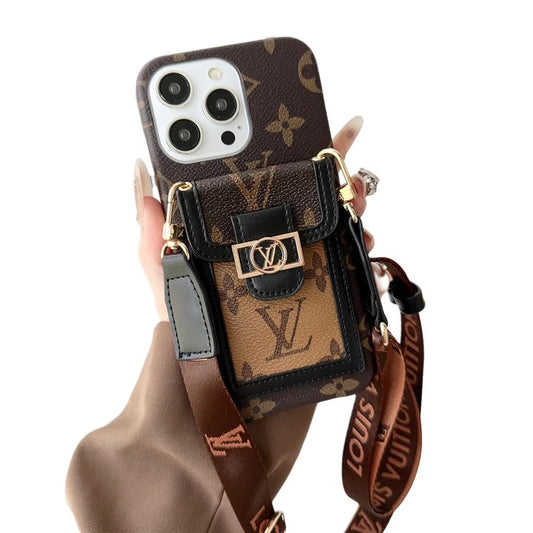 Luxury Dauphine Leather Monogram Crossbody for iPhone 12-17