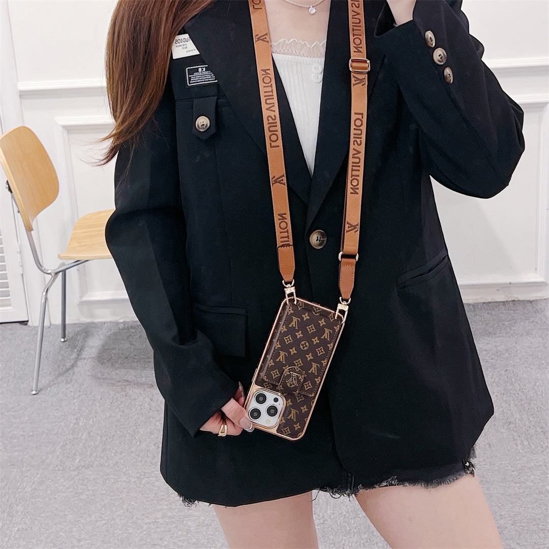 Luxury Brand Phone Case Card Holder Crossbody for iPhone 13-17