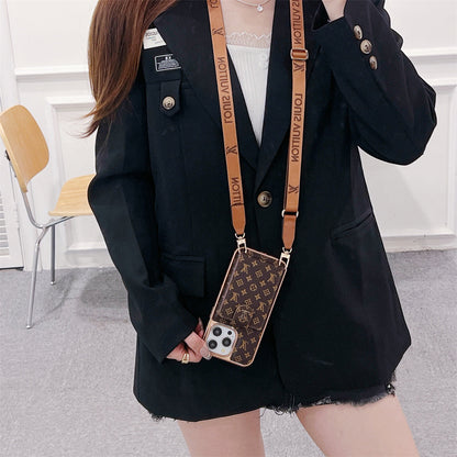 Luxury Brand Phone Case Card Holder Crossbody for iPhone 13-17