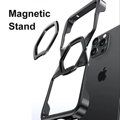 Hexa Shield Metallic Ring Stand Case - iPhone