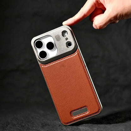 Luxury Leather Metal iPhone Case with magsafe