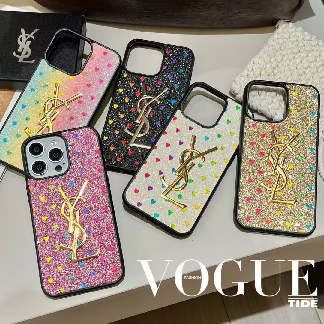 Electroplated Monogram Label Shiny Phone Case for iPhone 12-17