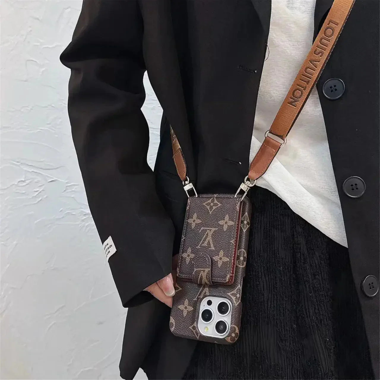 luxury iPhone Case Card Holder Detachable Lanyard for iPhone 12-17