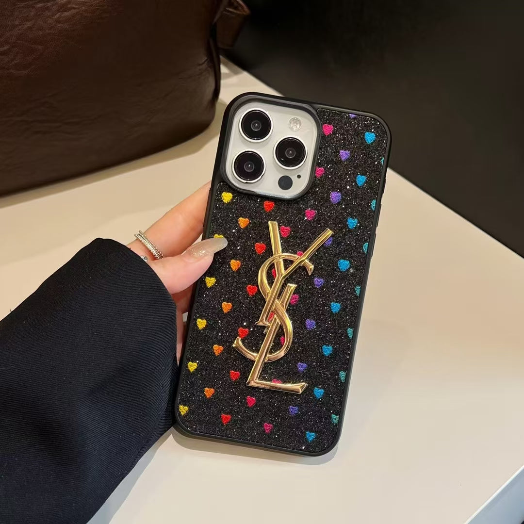 Electroplated Monogram Label Shiny Phone Case for iPhone 12-17