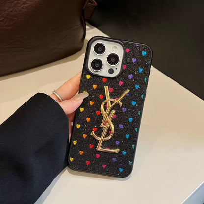 Electroplated Monogram Label Shiny Phone Case for iPhone 12-17