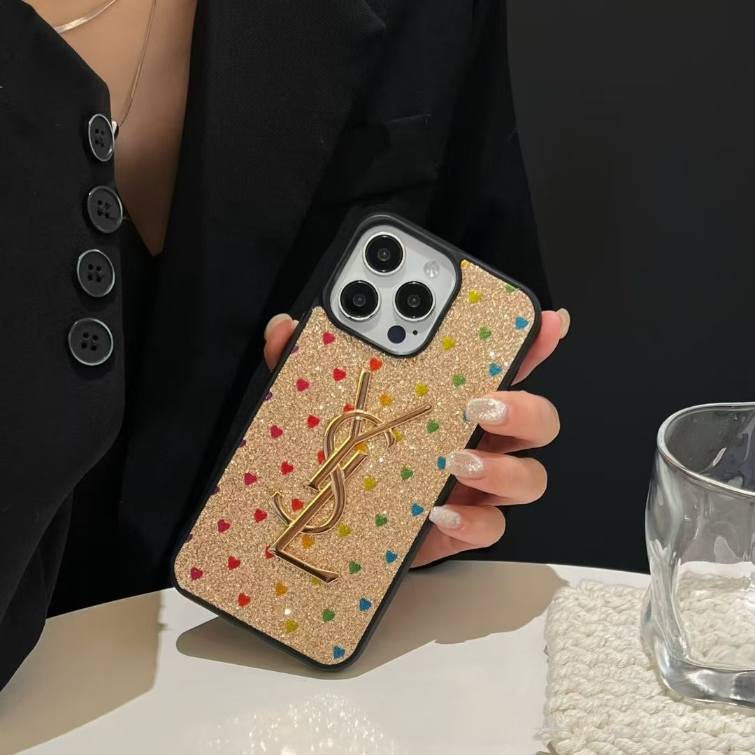 Electroplated Monogram Label Shiny Phone Case for iPhone 12-17
